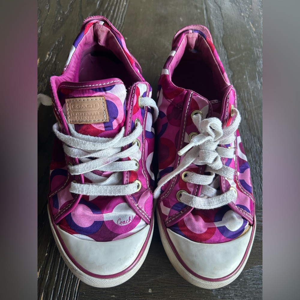 Coach Women's Sneakers Barrett Pink Low Top Shoes A1372 Lace Up Size 7.5